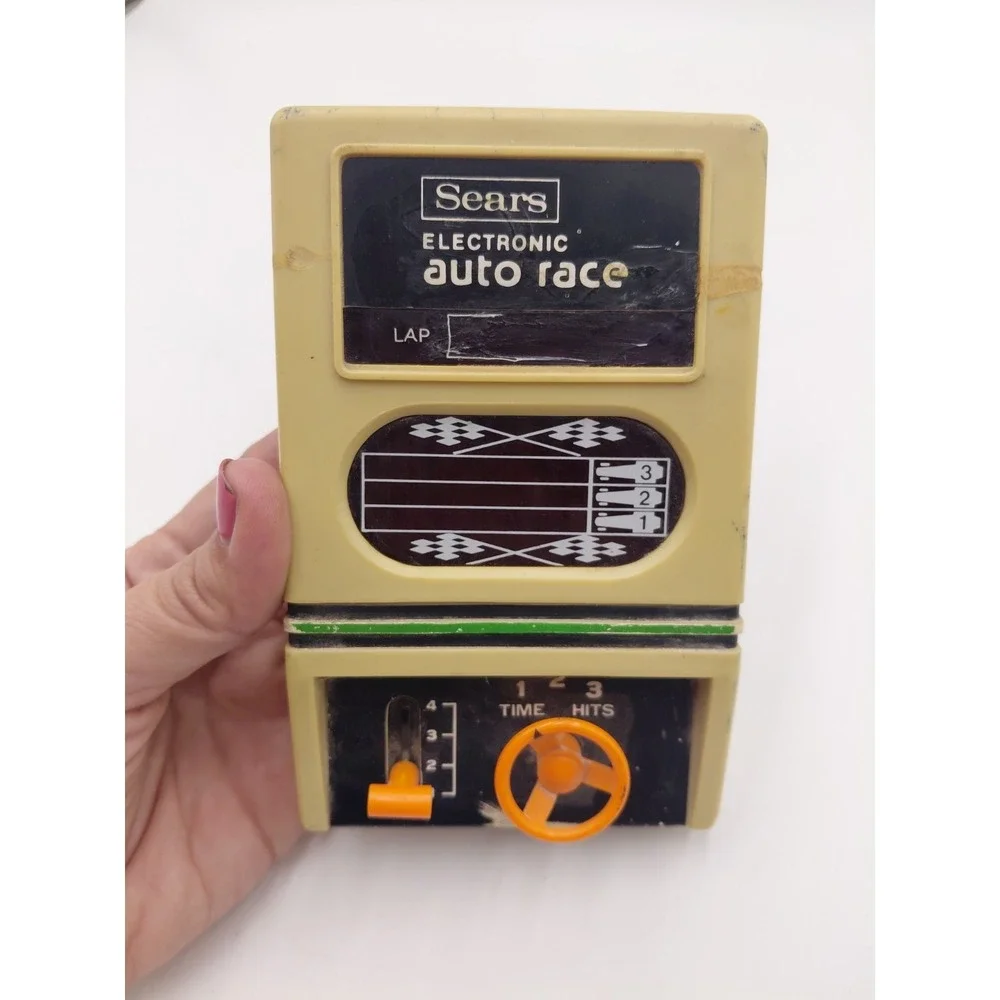 Vtg Sears Electronic Auto Race Handheld Game Read